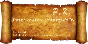 Petrikovich Krisztián névjegykártya